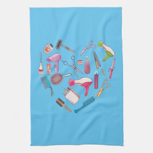 美容師ヘアスタイリストツールハート キッチンタオル (縦)