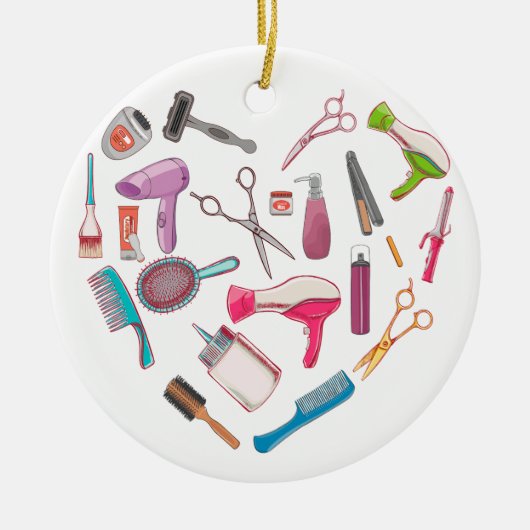 美容師ヘアスタイリストツールハート セラミックオーナメント (正面)