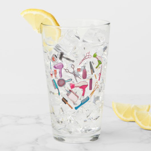 美容師ヘアスタイリストツールハート タンブラーグラス (アイス正面)