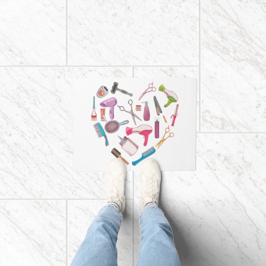 美容師ヘアスタイリストツールハート ドアマット (室内)