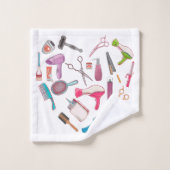 美容師ヘアスタイリストツールハート バスタオルセット (ウォッシュタオル)