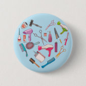 美容師ヘアスタイリストツールハート 缶バッジ (正面)