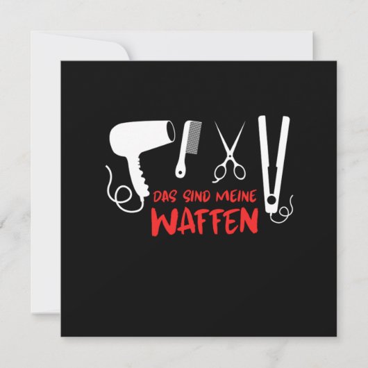 美容師ヘアスタイリストヘアドライヤーヘアサロンGif 招待状 (正面)