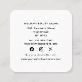 美容師ヘアスタイリスト美容師ボビーピン スクエア名刺 (裏面)