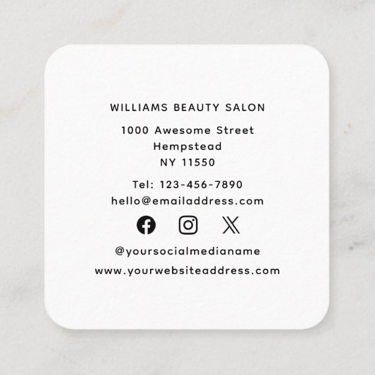 美容師ヘアスタイリスト美容師ボビーピン スクエア名刺 (裏面)