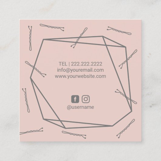 美容師ヘアドライヤーボビピンジオメトリサロン スクエア名刺 (裏面)