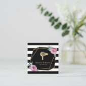 美容師ヘアドライヤーモダンストライプズ幾何学模様 スクエア名刺 (スタンド正面)