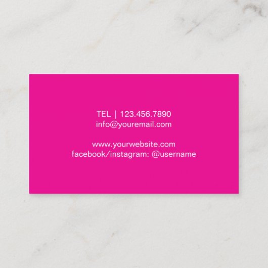 美容師ホットピンクシルバーグリッターシザーサロン 名刺 (裏面)