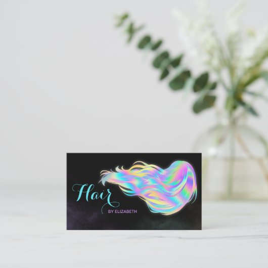美容師ホログラフィックグリッターグロー美しいサロン 名刺 (スタンド正面)