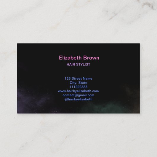 美容師ホログラフィックグリッターグロー美しいサロン 名刺 (裏面)