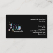 美容師ホログラフィック割引髪のハサミ 名刺 (裏面)