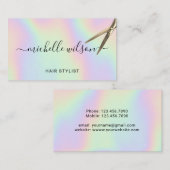 美容師ホログラフィック金ゴールド切断美しいサロン 名刺 (正面/裏面)