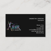 美容師ホログラフタイポグラフィ毛はさみ 名刺 (裏面)