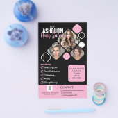 美容師ポスター – ブラックピンクのカスタムデザイン チラシ (シングル)