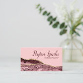 美容師マーブルブルガンディピンク金ゴールドグリッター 名刺 (スタンド正面)