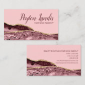 美容師マーブルブルガンディピンク金ゴールドグリッター 名刺 (正面/裏面)