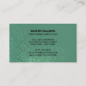 美容師マーメイドティール(緑がかった色)グリッタータイポグラフィ 名刺 (裏面)