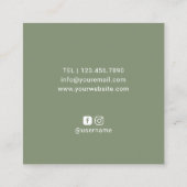 美容師ミニマリストシザーサロンセージグリーン スクエア名刺 (裏面)