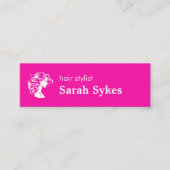 美容師ミニマリストシザーサロンホットピンク スキニー名刺 (正面)
