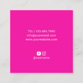 美容師ミニマリストシザーサロンホットピンク スクエア名刺 (裏面)