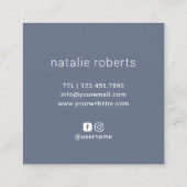 美容師ミニマリストシザーロゴネイビーサロン スクエア名刺 (裏面)