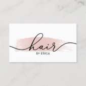 美容師ミニマリストピンクブラシストロークサロン 名刺 (正面)