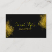 美容師ミニマリストブラック金ゴールドタイポグラフィ 名刺 (正面)