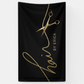 美容師ミニマリストブラック&金ゴールドタイポグラフィ 横断幕 (縦)