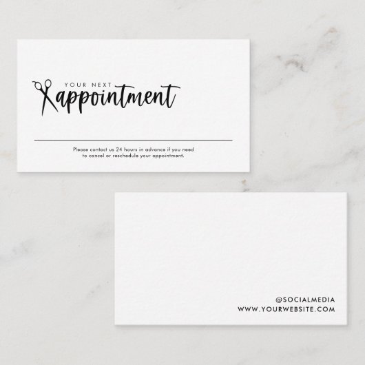 美容師ミニマルアポイントメントカード 名刺 (正面/裏面)