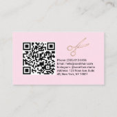 美容師ミニマルタイポグラフィピンクQRコード 名刺 (裏面)