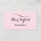 美容師ミニマルタイポグラフィピンクQRコード 名刺 (正面)