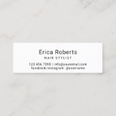 美容師ミニマルタイポグラフィ美しいサロン スキニー名刺 (裏面)