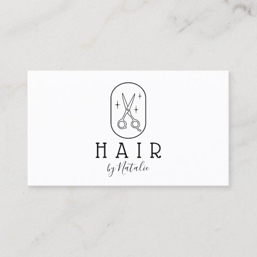 美容師ミニマル手描きシザーロゴ 名刺 (正面)