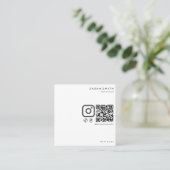 美容師ミニマル白黒QRコード スクエア名刺 (スタンド正面)