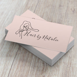 美容師ミニマル赤面ピンク美しいサロン 名刺