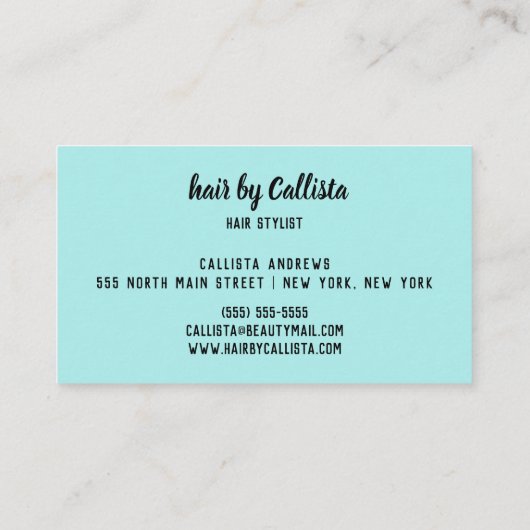 美容師ミント金ゴールドグリッタータイポグラフィ 名刺 (裏面)