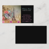 美容師メイクアップアーティストシックなパリエッフェルタワー 名刺 (正面/裏面)