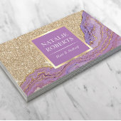 美容師メイクアップアーティストトレンディー金ゴールド&パープル 名刺