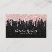 美容師メイクアップアーティストバラ金ゴールドドライブグリッター 名刺 (正面)