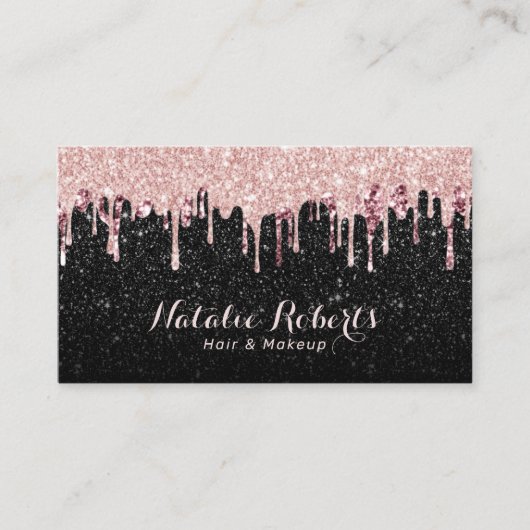 美容師メイクアップアーティストバラ金ゴールドドライブグリッター 名刺 (正面)