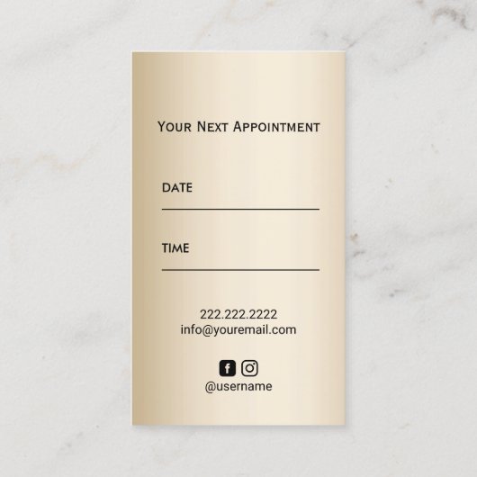 美容師メイクアップアーティストヒョウアポイントメント 予約カード (裏面)