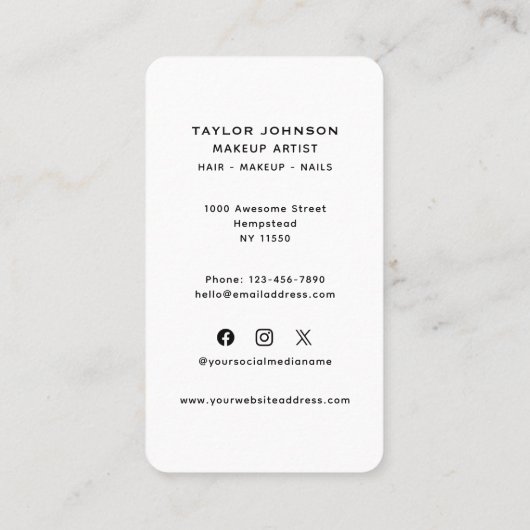 美容師メイクアップアーティストビューティシアンソーシャルメディア 名刺 (裏面)