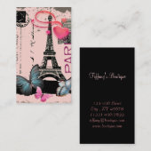 美容師メイクアップアーティストピンクパリエッフェルタワー 名刺 (正面/裏面)