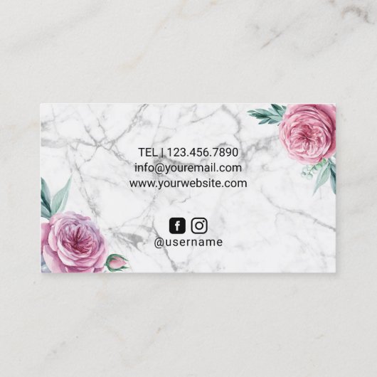 美容師メイクアップアーティストフラワーボビーピンマーブル 名刺 (裏面)
