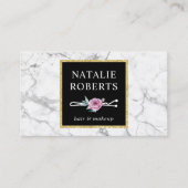 美容師メイクアップアーティストフラワーボビーピンマーブル 名刺 (正面)