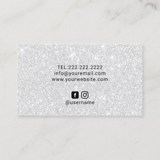 美容師メイクアップアーティストブラックグリッタードリップ 名刺 (裏面)