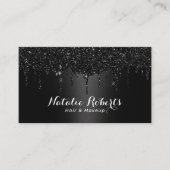 美容師メイクアップアーティストブラックグリッタードリップ 名刺 (正面)