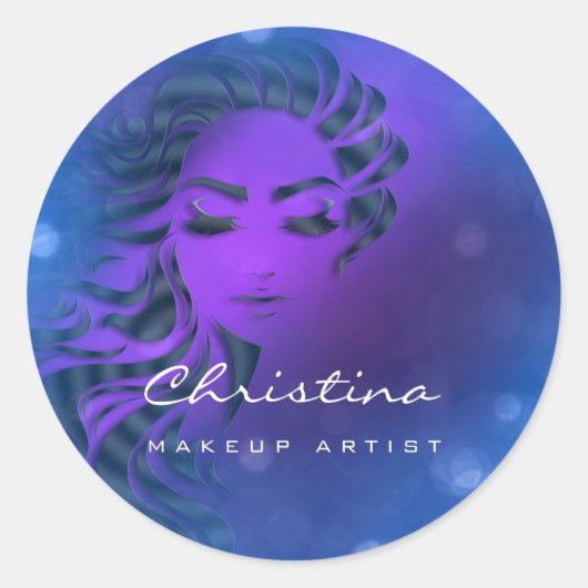 美容師メイクアップアーティストブルーアイドラッシュパープル ラウンドシール (正面)