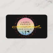 美容師メイクアップアーティストボビーピンサロンピンク 名刺 (正面)