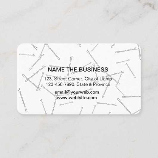 美容師メイクアップアーティストボビーピンサロンピンク 名刺 (裏面)